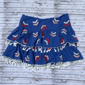 🛒 Tasseled Blue Mini Skirt Sz M